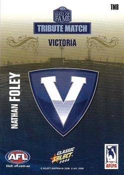 2008 Select AFL Classic - Hall of Fame Tribute Match #TM8 Nathan Foley Back